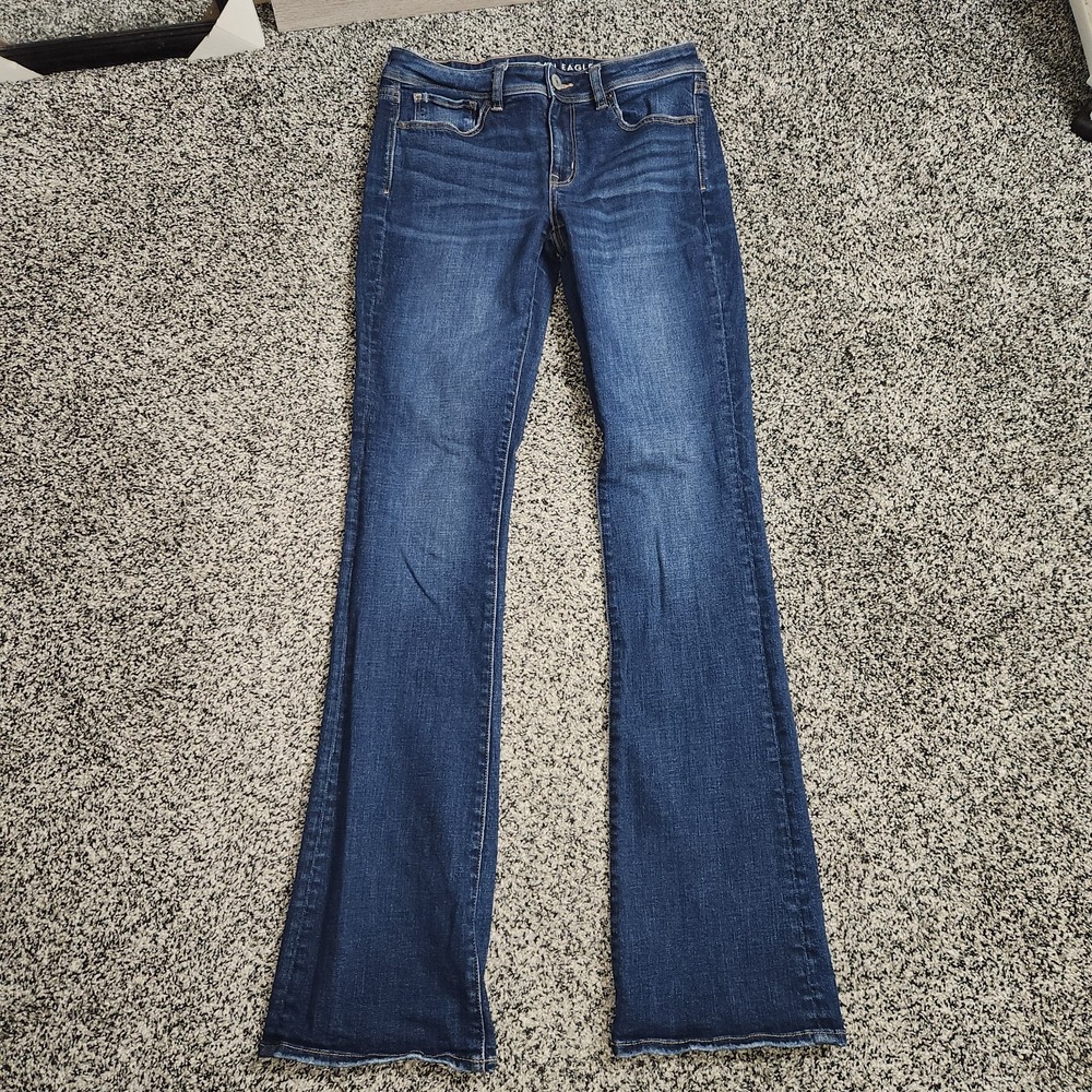 american eagle kick bootcut jeans Darkwash Stretch Women's Sz 6 Xlong,35" Inseam